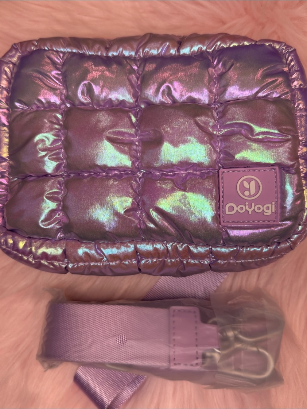 DOYOGI - Iridescent Quilted Cosmetic Bag/ Crossbody Purse